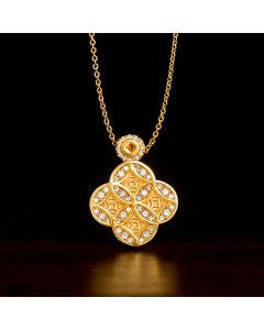 Buddha Stones Copper Chinese Coin Prosperity Four Leaf Clover Necklace - Chinese Coin