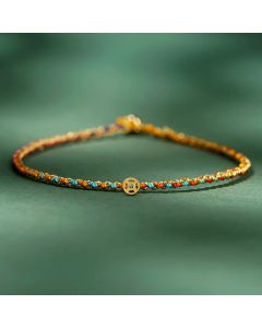 FREE Today: Luck Strength Colorful Rope Coin Bead Extra Thin Braided Bracelet - Blue / Rope With Copper Coin / 20cm