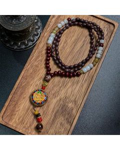 FREE Today: Peace and Creativity Tibetan Handmade Wood Beads Om Mani Padme Hum Samantabhadra Bodhisattva Necklace Pendant - Om Mani Padme Hum &Samantabhadra Bodhisattva