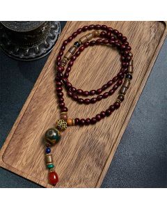 FREE Today: Peace and Protection Tibetan Handmade Wenge Wood Dzi Bead Elephant Head Necklace Pendant - Wenge Wood&Elephant