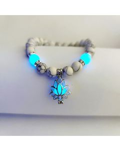 FREE Today: Positive Thinking Tibetan Turquoise Glowstone Luminous Bead Lotus Protection Bracelet - Dark Blue Turquoise Blue-Green Light