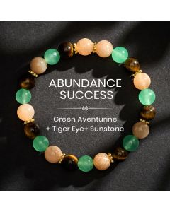 Buddha Stones Green Aventurine Tiger Eye Sun Stone Beads Luck Bracelet - 8mm