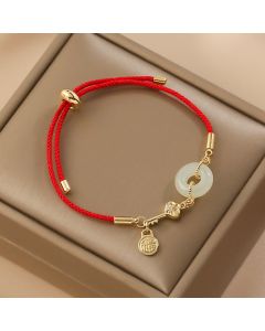 FREE Today: Attract Good Luck Hetian Jade Peace Buckle Red Rope Fortune Bracelet - 14-22cm