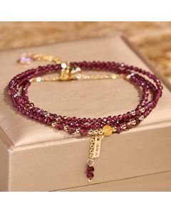FREE Today: Protection and Purification Small Natural Garnet Triple Wrap Bracelet - Garnet(Wrist Circumference:15-16cm)