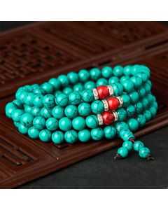 Buddha Stones Turquoise Inspired 108 Beads Multi Wrap Protection Mala - 6mm