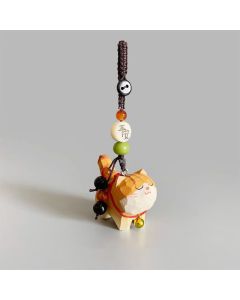 FREE Today: Purity and Focus Orange Tabby Cat Linden Wood Peach Wood Peace Safe Plum Blossom Om Mani Padme Hum Purity Key Chain - Om Mani Padme Hum