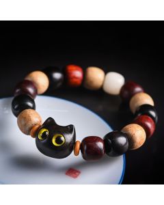 FREE Today: Release Mood Red Sandalwood Ebony Wood Cute Cat Calm Bracelet - Small Leaf Red Sandalwood(Keep away evil spirits♥Protection)