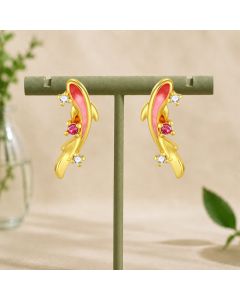 Buddha Stones Copper Koi Fish Success 925 Sterling Silver Post Earrings - Koi Fish / 925 Sterling Silver Posts