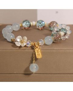 FREE Today: Wish You Peace and Happiness Blue Crystal Amethyst Flower Bracelet - Amethyst(Wrist Circumference 14-16cm)