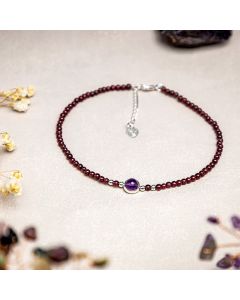 Buddha Stones Garnet Amethyst Purification Calm Anklet - Garnet (Purification ♥ Protection)