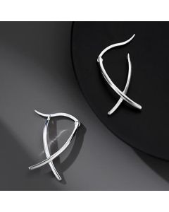 Geometric Cross Design Luck Hoop Earrings - Gold