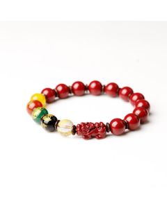 Buddha Stones God Of Wealth Cinnabar PiXiu Blessing Bracelet - 12mm / High Content Cinnabar