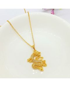 Buddha Stones Gold Dragon Protection Necklace Pendant - Dragon