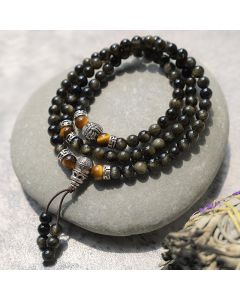 Golden Obsidian Energy Bracelet Necklace - 0.31 in (8 mm) / 4 layers
