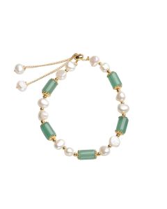 Buddha Stones Green Aventurine Pearl Pink Crystal Bead Luck Bracelet - Pink Crystal&Pearl