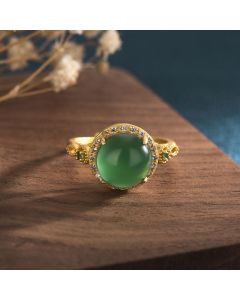 Buddha Stones Green Jade Fortune Ring - Jade