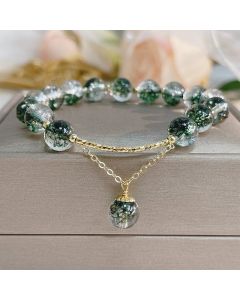 Buddha Stones Green Phantom Crystal Confidence Charm Bracelet - Green Phantom&Cherry Blossom