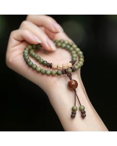 Buddha Stones Green Sandalwood Positive Peace Bracelet - 10mm / 18cm