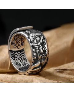 Buddha Stones Guan Gong Auspicious Clouds Amulet Wealth Ring - Guan Gong(Justice♥Wealth)