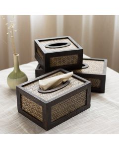Handmade Bamboo Woven Wood Tissue Box Wooden Tissue Holder Wipes Boxes Decoration - 26.5*14.6*10.7cm