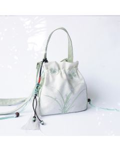 Buddha Stones Handmade Embroidered Flowers Canvas Tote Shoulder Bag Handbag - Pink White Flower 20*20cm