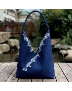Buddha Stones Handmade Embroidery Pattern Canvas Shoulder Bag Tote Bag Set - Multicolored Flower