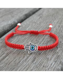 Buddha Stones Handmade Hamsa Symbol Protection Luck String Bracelet - DarkOrange(Bracelet Size 16-24cm)