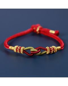Buddha Stones Handmade Knotting Faith Strength Braid String Bracelet - Gray / 18cm