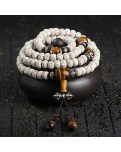 Buddha Stones Handmade Tibetan Tiger Eye Bodhi Seed Peace Bracelet - 8*10mm