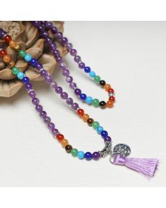Buddha Stones Healing Crystal Mala Prayer Beads 108 Meditation Healing Multilayer Bracelet Necklace - 3