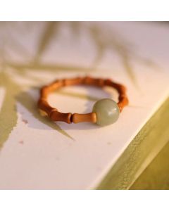 Buddha Stones Hetian Jade Beaded Bamboo Prosperity Luck Ring - Hetian Jade (Prosperity ♥ Abundance)
