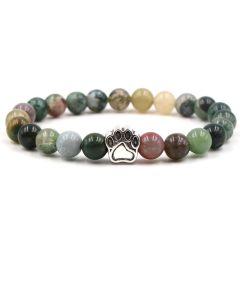 Indian Agate Green Agate Dog Paw Positive Calm Bracelet - Sea Sediment Jasper (Protection ♥ Peace)