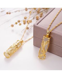 Buddha Stones Jade Dragon Phoenix Copper Blessing Harmony Necklace Pendant - Dragon