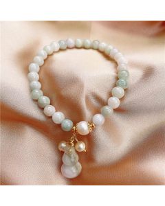 Buddha Stones Jade Gourd Blessing Protection Charm Bracelet - Jade