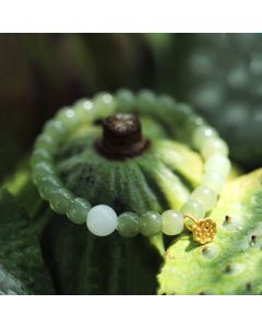 Buddha Stones Jade Lotus Abundance Adjustable Bracelet - Jade