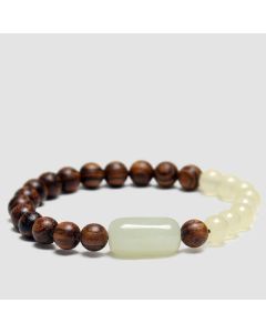 Buddha Stones  Jade Sandalwood Luck Abundance Bracelet - 8mm
