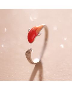 Buddha Stones Koi Fish Copper Balance Luck Adjustable Ring - Copper