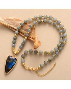 Buddha Stones Labradorite Support Healing Beaded Necklace Pendant - Labradorite