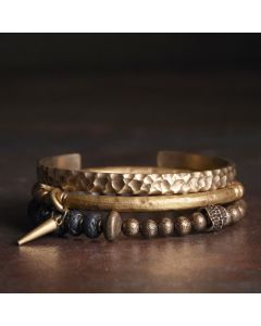 Buddha Stones Lava Rock Stone Copper Balance Cuff Bracelet Bangle - 18cm