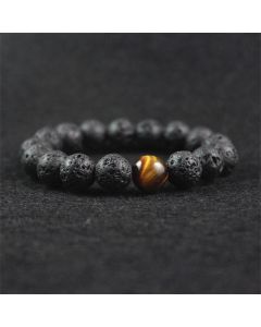 Buddha Stones Lava Rock Tiger Eye Stone Peace Healing Bracelet - Lava Rock(Wrist Circumference 17cm)