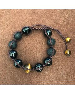 Buddha Stones Lava Rock Tiger Eye Stone Support Healing String Bracelet - Tiger Eye