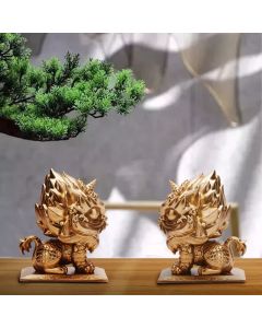 Buddha Stones Lion Statue Strength Resin Home Office Decoration - Gold