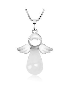 Buddha Stones Little Angel Wings Natural Crystal Luck Necklace Pendant - Amethyst
