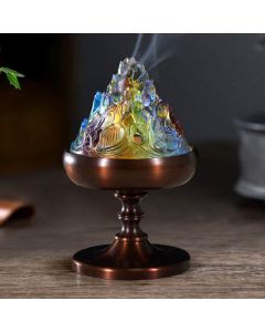 Liuli Crystal Mountain Healing Meditation Incense Burner - Liuli Incense Burner 8.5*13.5cm