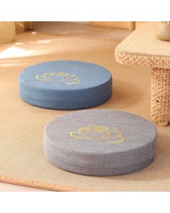 Buddha Stones Lotus Embroidery Cotton Linen Meditation Seat Cushion - Soft / 40cm*10cm / Sienna