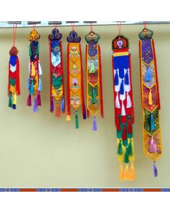 Lotus Flower Eight Auspicious Symbols Meditation Enlightenment Colorful Tassels Wall Art - Skull (70cm*9cm)
