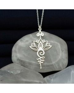 Buddha Stones Lotus Luck Wealth Necklace Pendant - Peachpuff