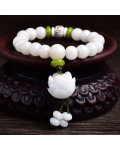 Buddha Stones Lotus Natural White Bodhi Seed Luck Bracelet - Bodhi Seed
