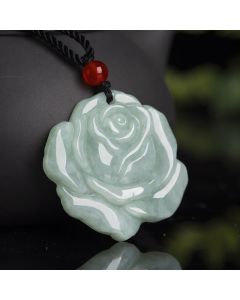 Buddha Stones Lotus Pattern Jade Abundance Prosperity Necklace String Pendant - Jade