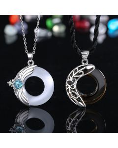 Love Wings Copper Luck Healing Necklace Pendant - Black&Rope